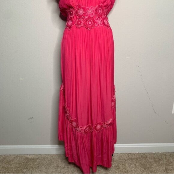 NWT Ramy Brook Lenna Pink Embellished Short Sleeve Maxi Dress - Picture 12 of 17